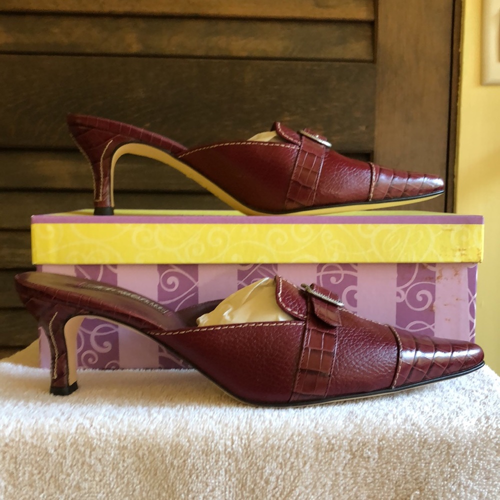 Brighton Burgundy Buckle Heels - Picture 3 of 9